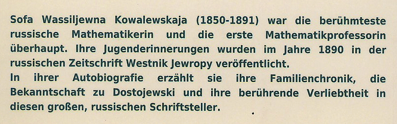 Sofja Kowalewskaja
                Mathematik Mathematikerin Professur