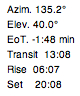 elevation
                  altitude equation of time rise set